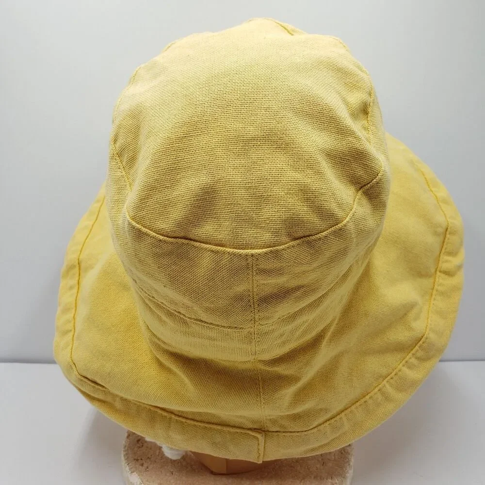 SCALA Collezione Hat OS One Size Cotton Canvas Mustard Yellow Bucket Sun Beach
